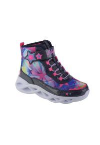 skechers - Buty zimowe dziewczęce, Twisty Brights - Sweet Starz. Wysokość cholewki: za kostkę. Zapięcie: rzepy. Kolor: niebieski. Materiał: materiał. Szerokość cholewki: normalna. Sezon: zima. Styl: sportowy