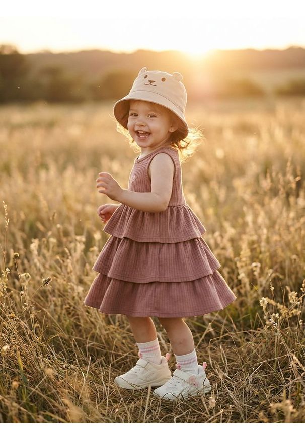 Sinsay - Dzianinowa sukienka z haftem i falbanami - brązowy. Kolor: brązowy. Materiał: dzianina. Wzór: haft