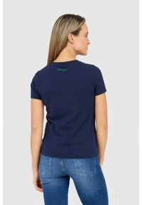 Kenzo - KENZO Granatowy t-shirt damski z niebieskim makiem, Rozmiar S. Kolor: niebieski #2