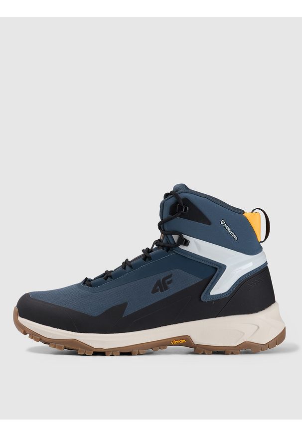4f - 4F Wysokie buty trekkingowe ICE CRACKER z izolacją Primaloft męskie - granatowe 42. Wysokość cholewki: przed kolano. Zapięcie: sznurówki. Kolor: niebieski. Materiał: nylon. Szerokość cholewki: normalna. Technologia: Primaloft. Sezon: zima. Sport: turystyka piesza
