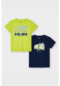Mayoral - T-shirt dziecięcy (2-PACK). Okazja: na co dzień. Kolor: żółty. Materiał: bawełna, dzianina. Wzór: nadruk. Styl: casual #1