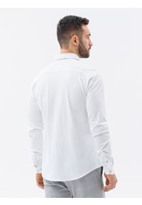 Ombre Clothing - Koszula męska dzianinowa z długim rękawem - biała V1 K540 - XXL. Kolor: biały. Materiał: dzianina. Długość rękawa: długi rękaw. Długość: długie. Wzór: kropki #3