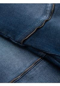 Ombre Clothing - Męskie spodnie jeansowe joggery z przetarciami i zamkami – ciemnoniebieskie V1 - Rozmiar: S. Kolor: niebieski. Materiał: jeans. Styl: retro, klasyczny, rockowy #7