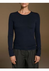 Reserved - Longsleeve z lyocellu i wełny - granatowy. Kolor: niebieski. Materiał: wełna. Długość rękawa: długi rękaw