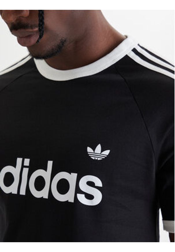 Adidas - adidas T-Shirt 3-Stripes Ringer KF0417 Czarny Slim Fit. Kolor: czarny. Materiał: bawełna