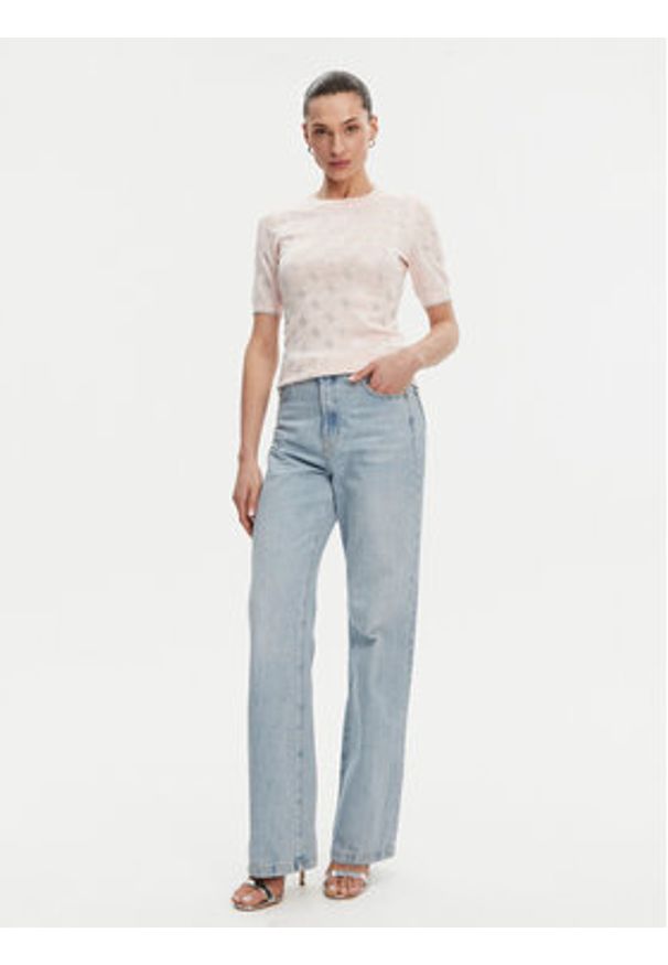 Guess Sweter W5GR20 Z3D60 Różowy Regular Fit. Kolor: różowy. Materiał: wiskoza
