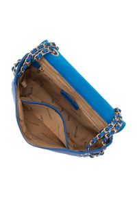 Wittchen - Damska torebka z ekoskóry z matową klapą. Kolor: niebieski. Wzór: gładki, haft, geometria. Dodatki: z haftem. Materiał: skórzane. Rozmiar: małe. Styl: elegancki. Rodzaj torebki: na ramię