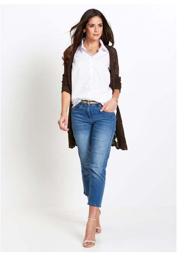 bonprix - Bluzka z krótkim rękawem, z popeliny. Kolor: biały. Długość rękawa: krótki rękaw. Długość: krótkie. Styl: klasyczny