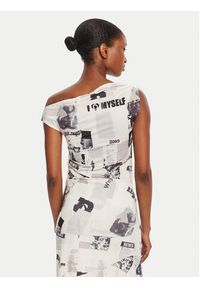 Desigual Bluzka Breaking News 25WWTK10 Écru Regular Fit. Materiał: syntetyk