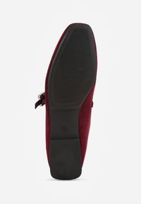 Renee - Bordowe Balerinki z Imitacji Zamszu o Fasonie Mary Jane z Cyrkoniową Klamrą Ireltise. Okazja: na co dzień. Zapięcie: klamry. Kolor: czerwony. Materiał: zamsz. Wzór: aplikacja. Styl: glamour, casual, klasyczny, elegancki #7