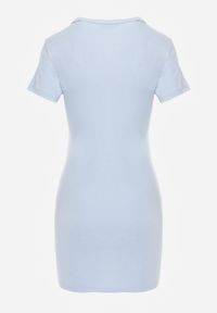 Born2be - Niebieska Bawełniana Sukienka o Prostym Kroju Typu T-shirt Zelosise. Okazja: do pracy, na co dzień. Kolor: niebieski. Materiał: bawełna. Typ sukienki: proste. Styl: sportowy, klasyczny, elegancki, casual #2