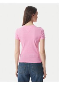 Tommy Jeans T-Shirt DW0DW20459 Różowy jasny Slim Fit. Kolor: różowy. Materiał: bawełna #2