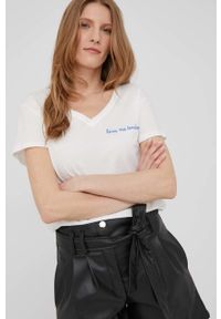 Answear Lab t-shirt damski kolor biały. Okazja: na co dzień. Kolor: biały. Materiał: dzianina. Wzór: haft. Styl: wakacyjny