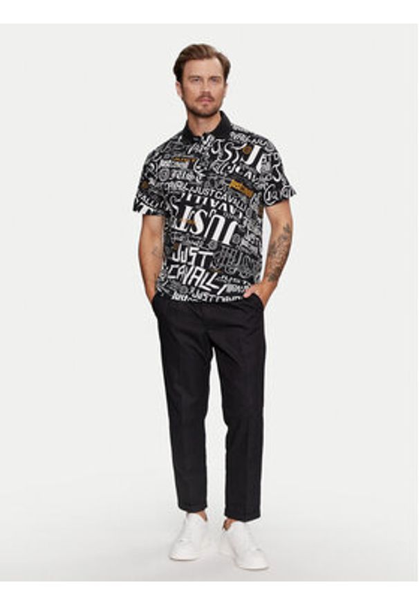 Just Cavalli Polo 75OAG6R0 Czarny Regular Fit. Typ kołnierza: polo. Kolor: czarny. Materiał: bawełna