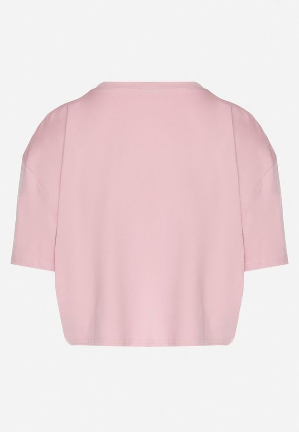 Born2be - Różowy Krótki Bawełniany T-shirt z Napisem Sannirra. Okazja: na co dzień. Kolor: różowy. Materiał: bawełna. Długość: krótkie. Wzór: napisy. Styl: klasyczny, casual