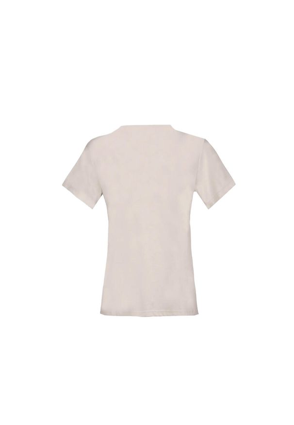 Aulp - T-shirt damski dopasowany okrągły dekolt BANNE z ekologicznych materiałów. Kolor: beżowy. Materiał: materiał