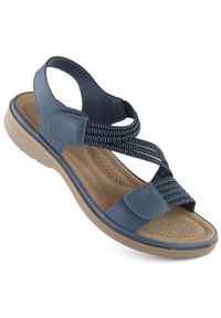 Sandały damskie na rzepy z gumkami niebieskie Sabatina Y8066-1. Zapięcie: rzepy. Kolor: niebieski. Sezon: lato
