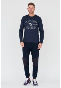 Aeronautica Militare - AERONAUTICA MILITARE Granatowe męskie spodnie dresowe, Rozmiar XL. Kolor: niebieski. Materiał: dresówka