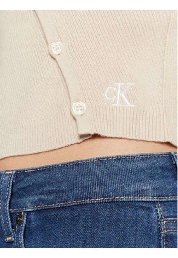 Calvin Klein Jeans Kardigan J20J220707 Beżowy Regular Fit. Kolor: beżowy. Materiał: bawełna