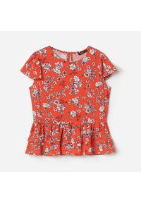 Reserved - Wiskozowa bluzka w kwiaty - Czerwony. Kolor: czerwony. Materiał: wiskoza. Wzór: kwiaty #1