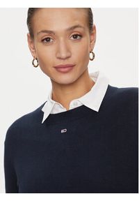 Tommy Jeans Sweter Essential DW0DW17254 Granatowy Regular Fit. Kolor: niebieski. Materiał: bawełna, wiskoza #2