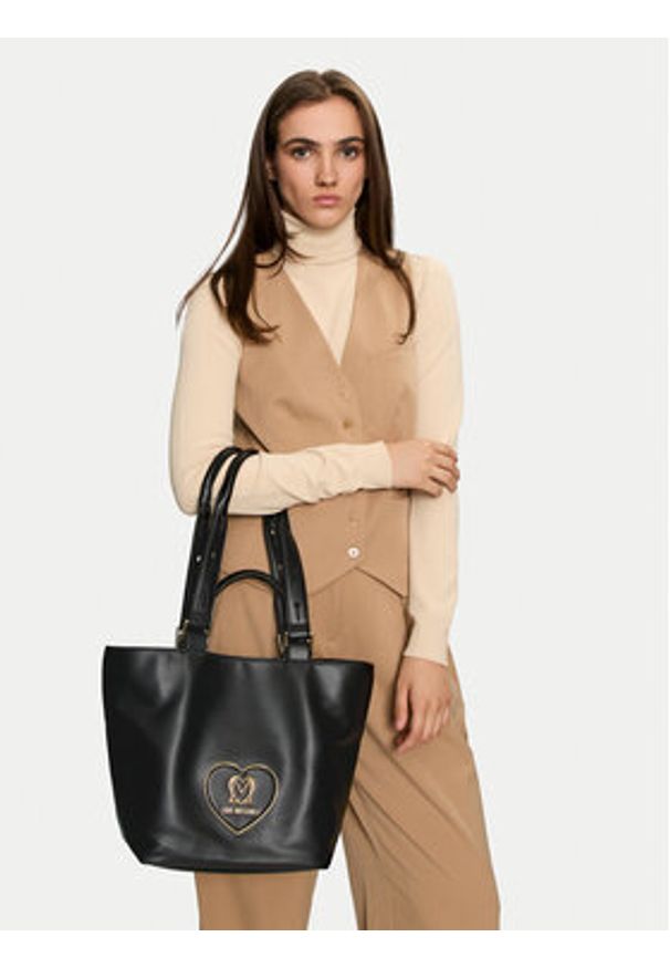 Love Moschino - LOVE MOSCHINO Torebka JC4124PP1LLB0000 Czarny. Kolor: czarny. Materiał: skórzane