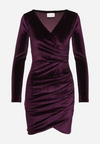 Born2be - Fioletowa Kopertowa Welurowa Sukienka Leniritte. Okazja: na imprezę. Kolor: fioletowy. Materiał: welur. Długość rękawa: długi rękaw. Sezon: jesień, wiosna. Typ sukienki: kopertowe. Styl: klasyczny, elegancki #4