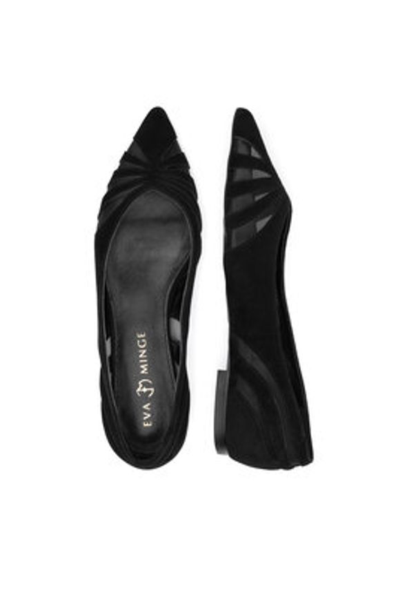 Eva Minge Baleriny LUCY-V1166-08-1 Czarny. Kolor: czarny. Materiał: skóra, zamsz