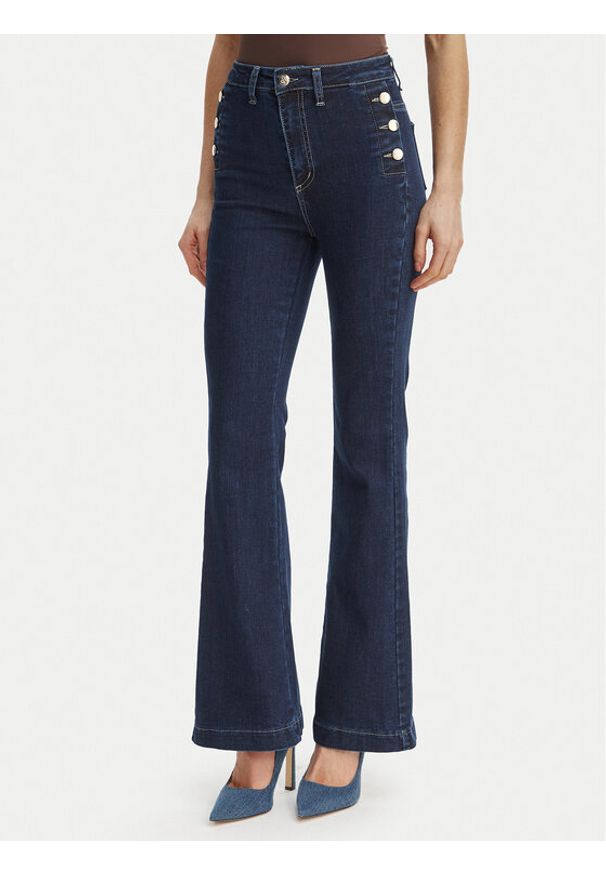 Rinascimento Jeansy CFC0127397003 Granatowy Flare Fit. Kolor: niebieski