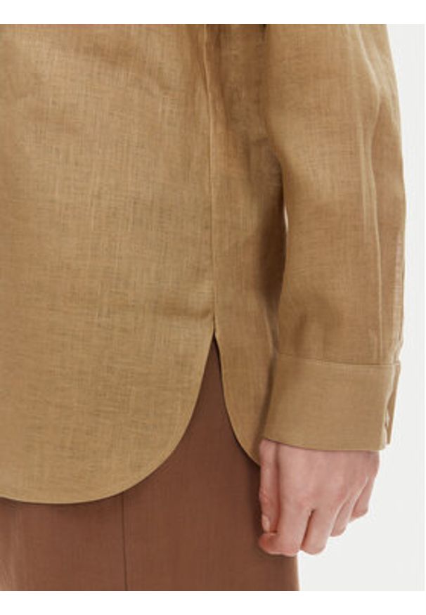 Max Mara Leisure Koszula Noel 2516111018 Brązowy Regular Fit. Kolor: brązowy. Materiał: len