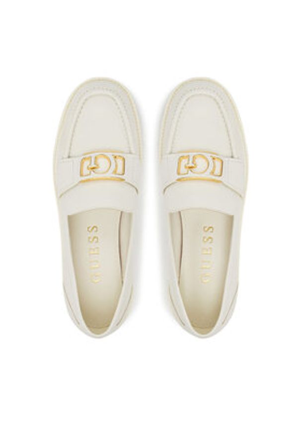 Guess Loafersy FLPSHU LEA14 Écru. Materiał: skóra