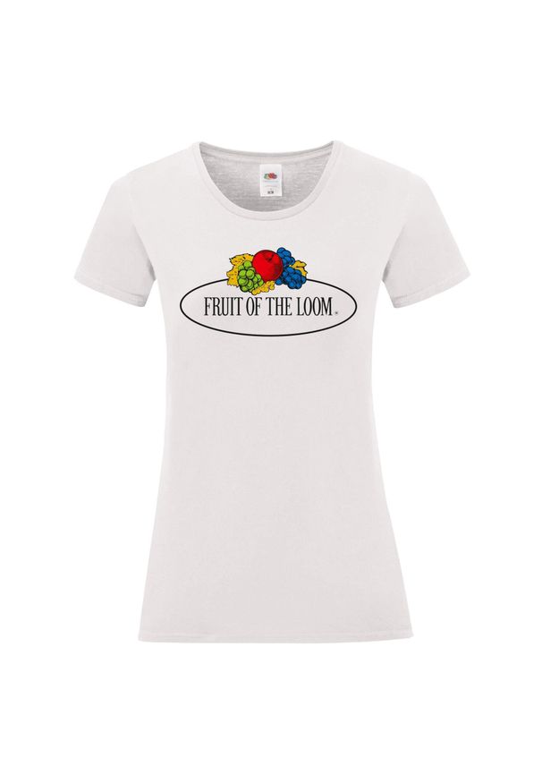 FRUIT OF THE LOOM - Damska Koszulka Z Logo W Stylu Vintage. Kolor: biały