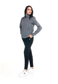 LEONE 1947 APPAREL - Damska bluza z golfem Leone zapinana na zamek błyskawiczny w kolorze szarym. Typ kołnierza: golf. Kolor: brązowy, wielokolorowy, szary. Materiał: tkanina. Sport: golf