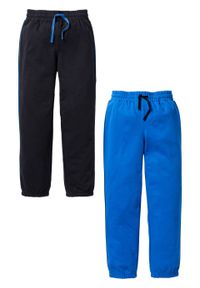 Spodnie chłopięce dresowe (2 pary) bonprix czarny + lazurowy niebieski. Kolor: czarny. Materiał: dresówka. Styl: retro, klasyczny #4