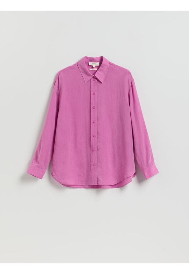 Reserved - Koszula z cupro - fioletowy. Kolor: fioletowy. Materiał: tkanina. Wzór: gładki