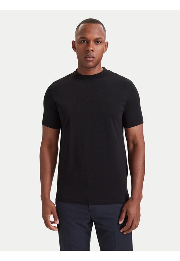 Karl Lagerfeld - KARL LAGERFELD T-Shirt 755039 564235 Czarny Regular Fit. Typ kołnierza: dekolt w karo. Kolor: czarny. Materiał: bawełna