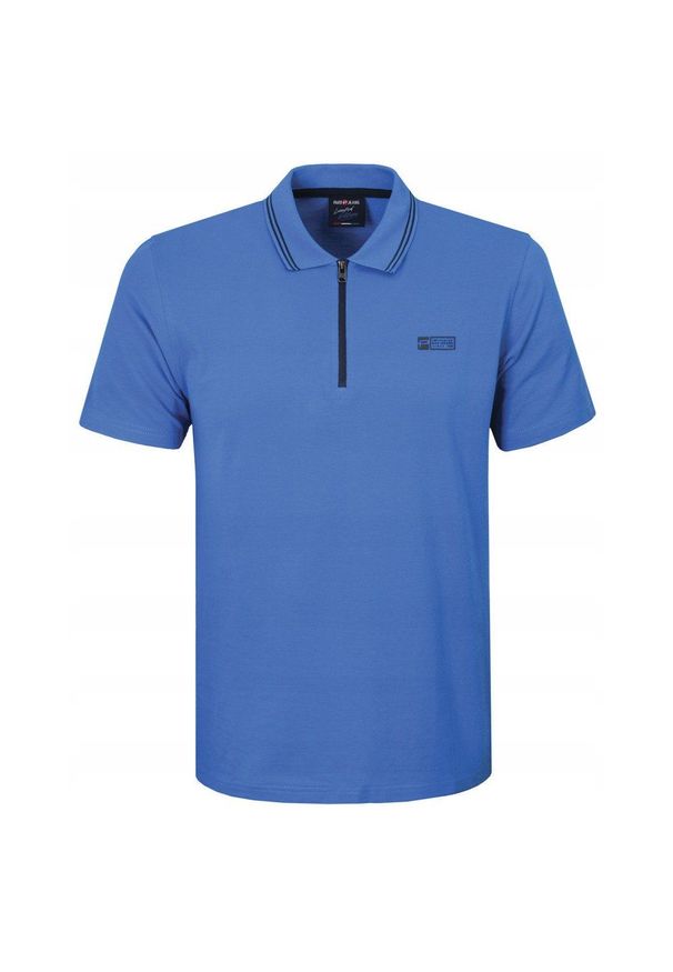 Koszulka Polo - Męska - Pako Jeans - Niebieska, Dekolt na Zamek. Okazja: na co dzień. Typ kołnierza: polo. Kolor: niebieski. Materiał: bawełna. Styl: casual