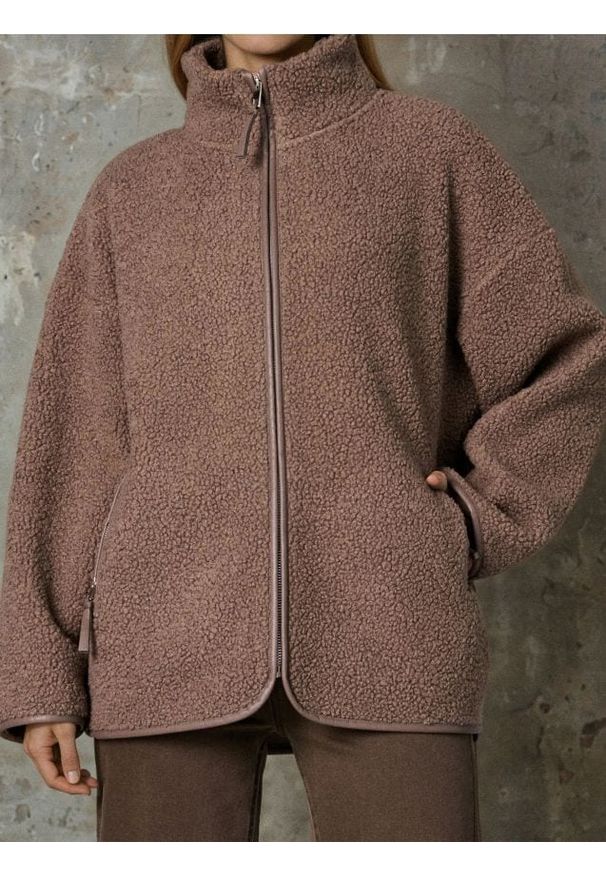 Sinsay - Rozpinana bluza z sherpy - brązowy. Kolor: brązowy