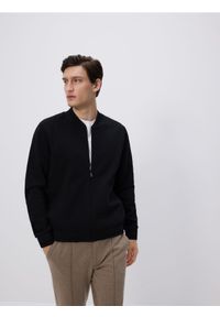 Reserved - Bluza bomberka - czarny. Kolor: czarny. Materiał: dzianina, bawełna #1