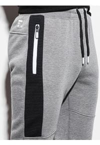 Ombre Clothing - Spodnie męskie dresowe joggery P903 - szary melanż - XXL. Kolor: szary. Materiał: dresówka. Wzór: melanż #3
