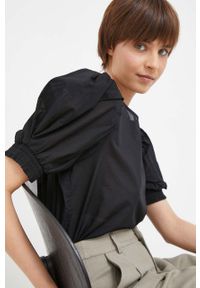 DKNY - Dkny bluzka bawełniana damska kolor czarny gładka. Okazja: na co dzień. Kolor: czarny. Materiał: bawełna. Długość: krótkie. Wzór: gładki. Styl: casual #4