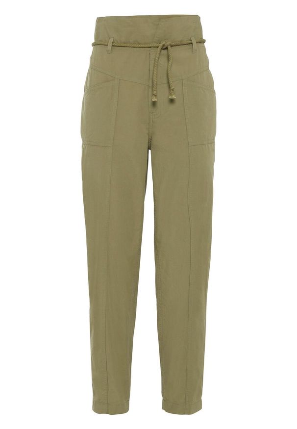 Spodnie bojówki bonprix oliwkowy khaki. Kolor: zielony. Materiał: materiał, bawełna
