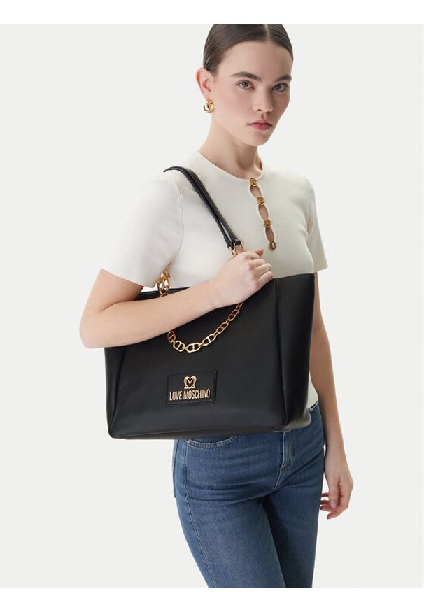 Love Moschino - LOVE MOSCHINO Torebka JC4164PP1OL1200A Czarny. Kolor: czarny. Materiał: skórzane