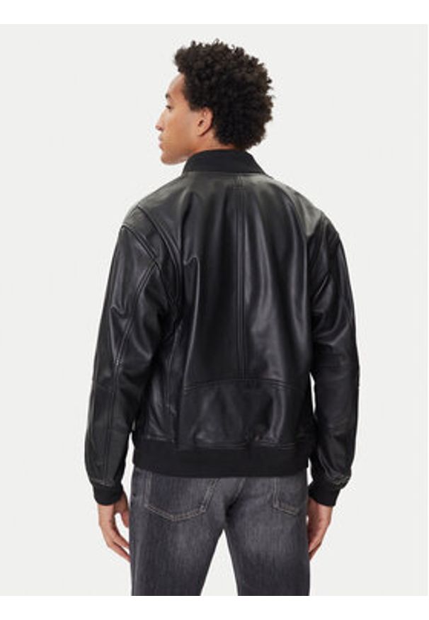 BOSS Kurtka skórzana Jobrice 50547545 Czarny Regular Fit. Kolor: czarny. Materiał: skóra