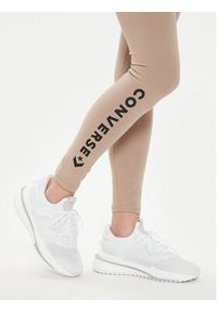 Converse Legginsy W Wordmark Legging 10024544-A10 Beżowy Skinny Fit. Kolor: beżowy. Materiał: bawełna