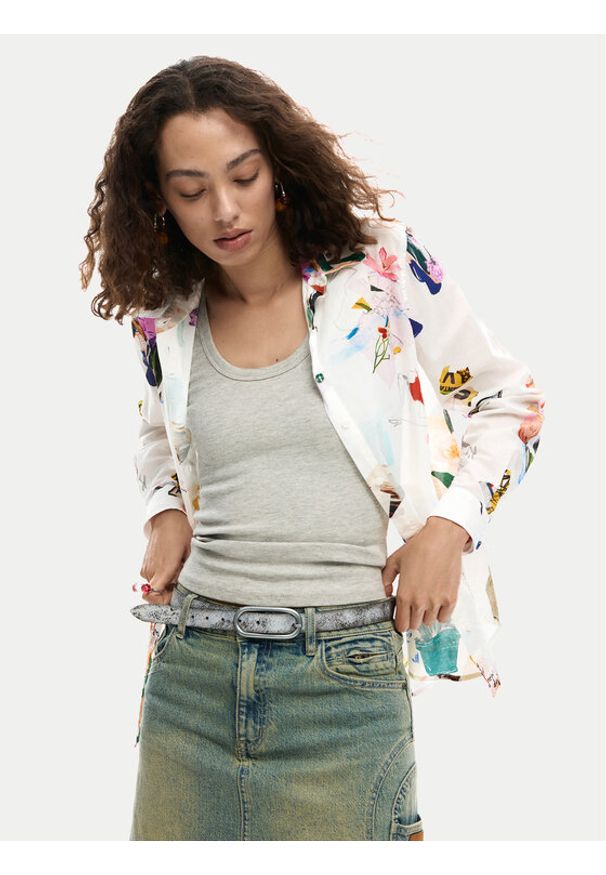Desigual Koszula Mila 26SWCW21 Biały Regular Fit. Kolor: biały. Materiał: bawełna