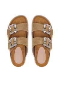 Pollini Klapki SA28373G0MTF0209 Khaki. Kolor: brązowy. Materiał: zamsz, skóra #5