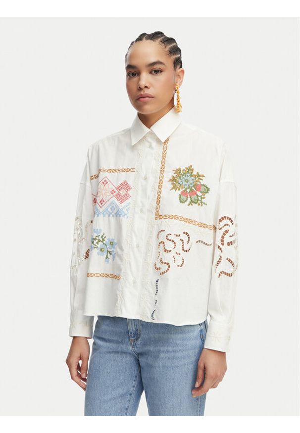 Weekend Max Mara Koszula Fonte 2615111022 Kremowy Relaxed Fit. Kolor: kremowy. Materiał: bawełna