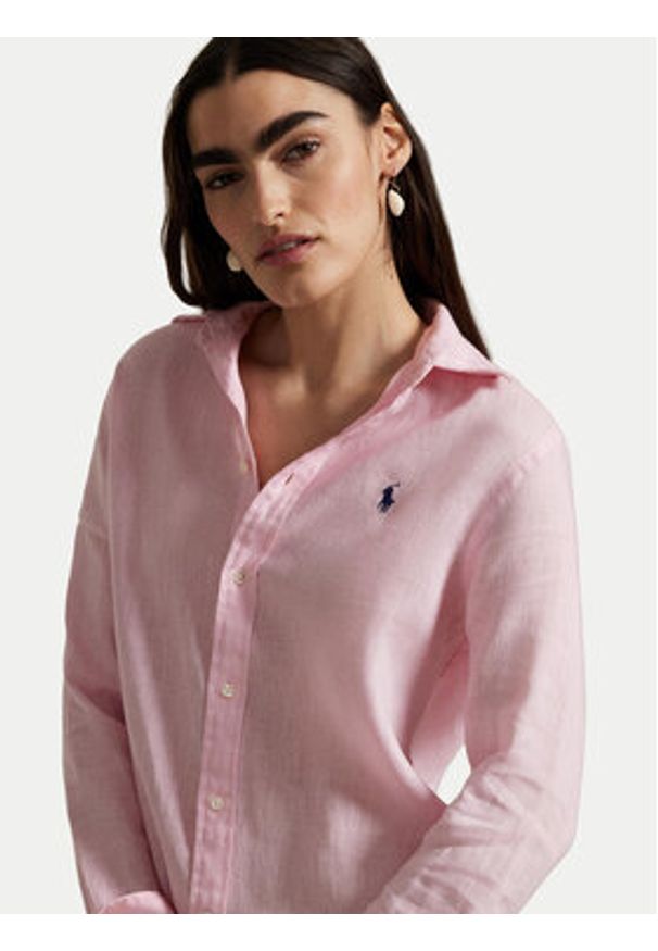 Polo Ralph Lauren Koszula 211970730014 Różowy Classic Fit. Typ kołnierza: polo. Kolor: różowy. Materiał: len