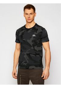 Alpha Industries T-Shirt Basic T Small Logo Camo 188505C Szary Regular Fit. Kolor: czarny. Materiał: bawełna